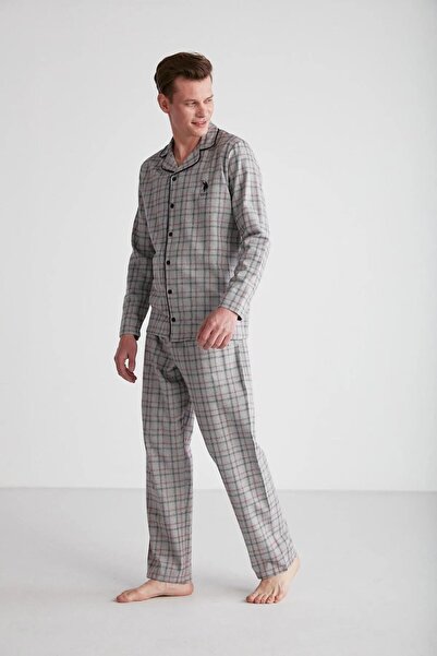 U.S. Polo Assn. U.S. Polo Assn. 18750 Ekoseli Boydan Düğmeli Gömlek Pijama Takım