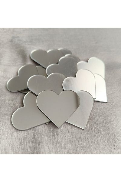 Proton 4cm heart Silver Color adhesive Mosaic Mirror 10 Pieces