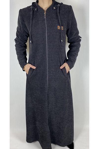ECE GİYİM Plus Size Zippered and Hooded Chenille Velvet Shade - SEASONAL SEASONAL
