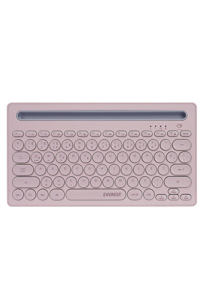 Everest KB-BT84 Pembe/Gri Bluetooth Ultra İnce+Şarjlı Q Mac/Win/Android/Ios Uyumlu Kablosuz Klavye