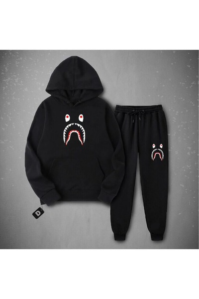 LOBABO GİYİM Σετ χειμερινής φόρμας Unisex με στάμπα Bape Shark