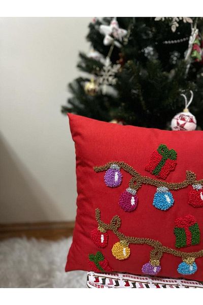 punchatolyem Punchhatolyesii Mery Christmas New Year (NEW YEAR) Punch Decorative Throw Pillow Case Red 43x43