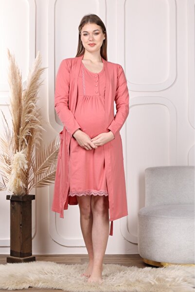 Semm Mix ثوب نوم للحوامل مع زر أمامي