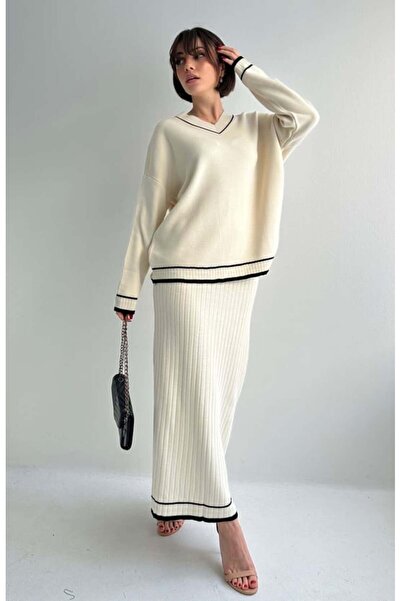 fujya Set fuste pulover cu decolteu în V