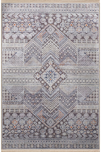Rugs Modern Halı Açık Ton Gri Temalı Karma Geometrik Şekil Desenli Kreatif Vi...