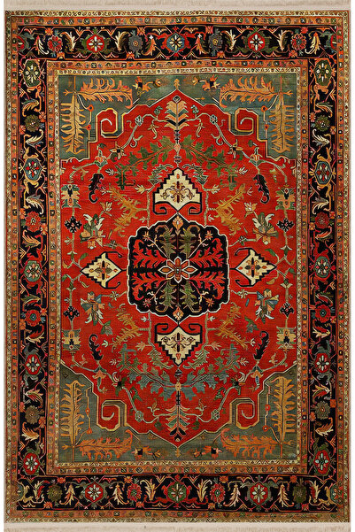 Rugs Modern Halı Koyu Ton Çok Renkli Geleneksel Motif Etnik Çiçek Desenli Kre...