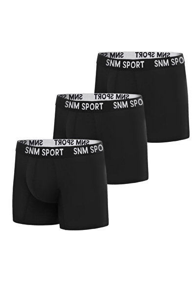 Sinem Yıldız Çamaşırları Siyah Erkek Likralı Boxer 3'lü Paket