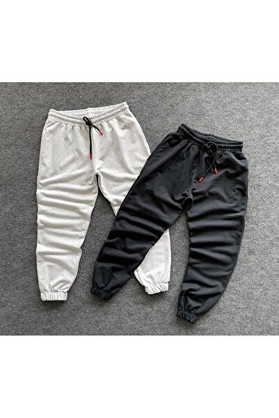 İLKYIL MODA Pantaloni de trening unisex gri și negri - Set de 2