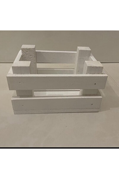 Kenpool Ahşap Kasa Raf Çiçeklik Renkli Mini Kasa Beyaz 11,5cm * 15,5 Cm.* 8 Cm