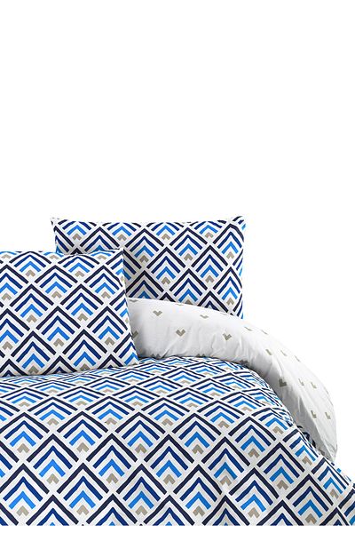 Menderes Home Ranforce Blue Cotton Collection - Διπλό Παπλωματοθήκη και Ρυθμός Μαξιλαριού