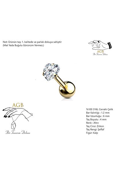 agbtasarım Zircon Stone Piercing with Lip, Nose, Cartilage, Ear" "medusa", "labret" Figure (100% Surgical Steel)