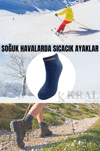 KRAL SOCKS Thermal Featured 2x Protected (5 ЧИФТА) асортимент Цветни дамски зимни хавлиени ботуши Чорапи