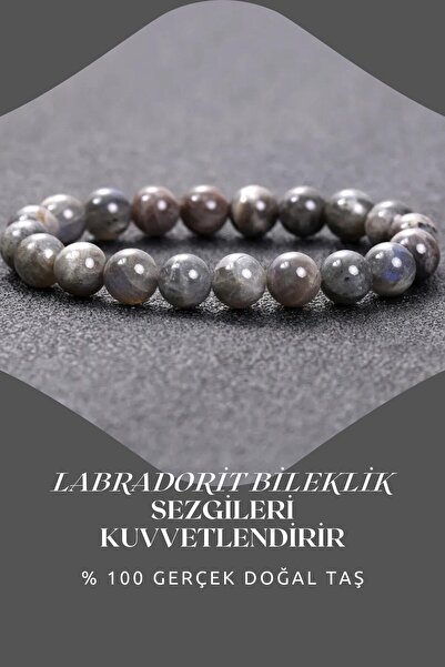 Nelleovana سوار من حجر اللابرادوريت الطبيعي 8 ملم (يقوي الحدس) جودة Aa