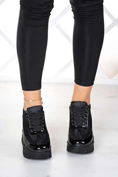 Erkan Saçmacı Tatyana Siyah Taşlı Gizli Dolgu Spor Ayakkabı