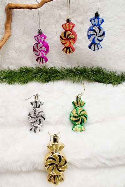 Waldern Pack of 6 Candy Christmas Pine Tree Ornament 9*4 Cm