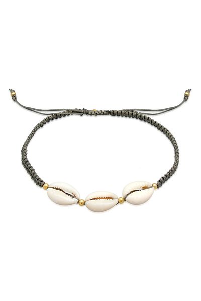 ELLI Fußschmuck Kauri Muschel Ozean Maritim Nylon 925 Silber