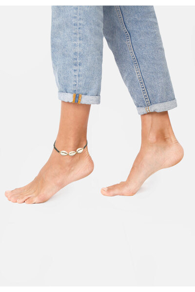 ELLI Fußschmuck Kauri Muschel Ozean Maritim Nylon 925 Silber