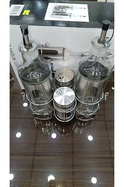 DEKOR ZÜCCACİYE HOME 4-Piece Glass Oil Bowl + Vinegar + Spice Bowl
