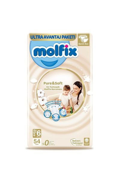 Molfix Pure & Soft Baby Diapers X-large 6 No 54 Pack