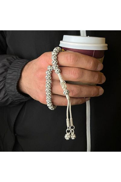 dergah tesbih Silver Rosary - Kazaz Hand Knitted