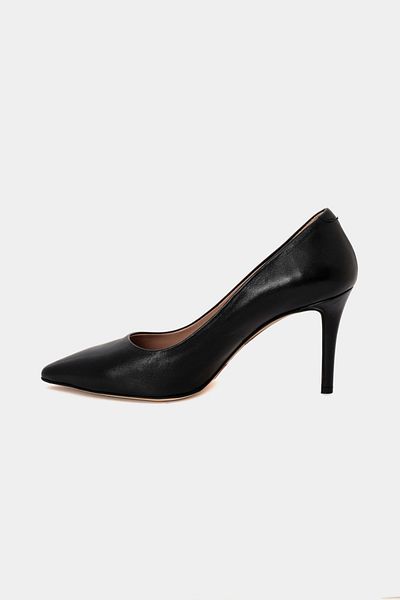 Perspective Black Color Thin Heel Women's Shoes