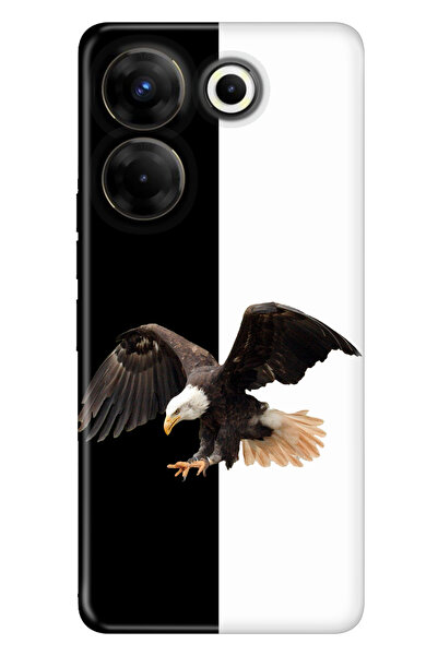 TECNO Camon 20 Pro 4g Uyumlu Kılıf Silikon Desenli Tam Koruma Resimli Kapak Siyah Beyaz Parçalı