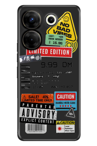 TECNO Camon 20 Pro 4g Uyumlu Kılıf Silikon Desenli Tam Koruma Resimli Kapak Mix Sticker