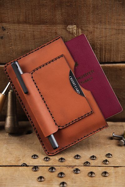 New Coast Leather 1900's Ръчно изработен унисекс портфейл за паспорт от естествена кожа