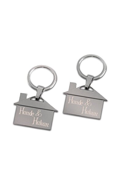 Bk Gift Kişiye Özel İsimli 2'li Metal Ev Anahtarlık
