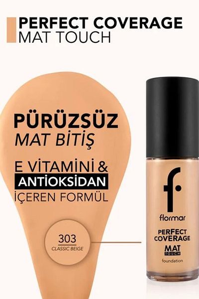 Flormar كريم أساس يدوم 24 ساعة مع لمسة نهائية غير لامعة| 303 CLSSC بيج