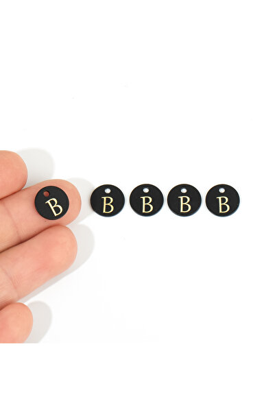 yfhobi 1 Adet- 10 mm, B Harfi Lazer Kazıma Pirinç Metal Pul, Siyah Boya Kapla...