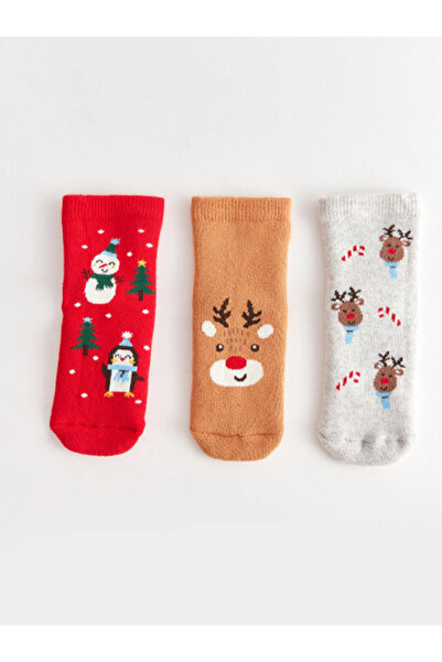 LC Waikiki New Year Themed Baby Boy Socks 3-Piece Christmas New Year Socks