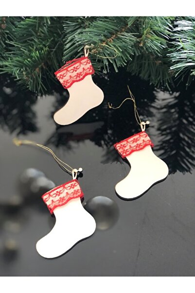 Masalsı Concept Στολίδι δώρου με 6 ξύλινες κάλτσες για την Πρωτοχρονιά - Μοτίβο από ξύλο πεύκου