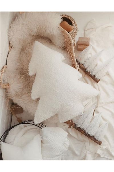 BabyCa Christmas Pine Tree Teddy Throw Pillow