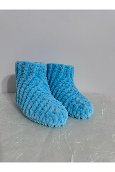 MERUT STYLE HAYATINI RENKLENDİR Ev Botu Panduf Kadife Ip Açık Mavi El Örgüsü
