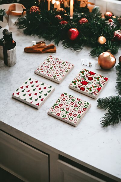 Baumatelier زينة عيد الميلاد الصغيرة، مجموعة مكونة من 4 قطع من قواعد أكواب ال...