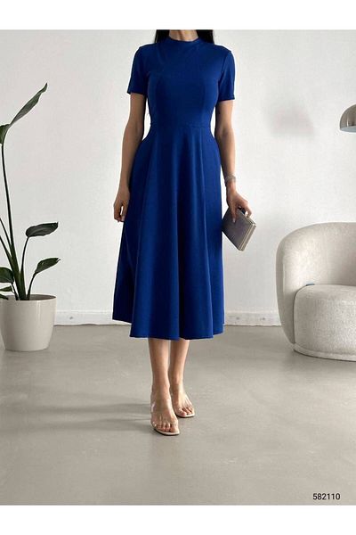 ModaLy Moda ΕΥΚΑΙΡΙΚΟ ΚΡΕΠ ΥΦΑΣΜΑ ΜΠΛΕ ΧΡΩΜΑ ΜΙΖΟ ΚΟΝΤΟ ΜΑΝΙΚΙ ΒΡΑΔΙΝΟ ΦΟΡΕΜΑ ΜΕ ΜΥΣΤΙΚΗ ΤΣΕΠΗ GL-624 582110