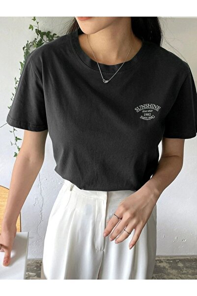 over head oh Ženska crna Sunshine Štampano Oversize T-shirt