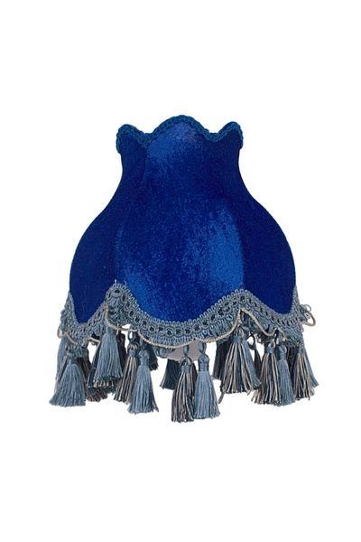 Dekovien Vintage Velvet Saks Blue Lampshade White Metal Base - Model 30x50cm AB0762