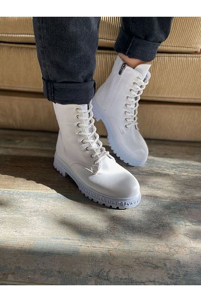 TRODONS Women's Boots with Lace-up Front Side and Zipper Detail