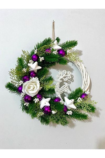 Beykan DOOR DECORATION WITH DEER NEW YEAR, NEW YEAR'S CHRISTMAS SILVERY DEER ACCESSORY DECORATION