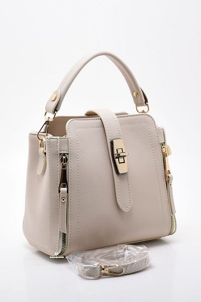 Jasmin Beige White Hand and Shoulder Strap Bag