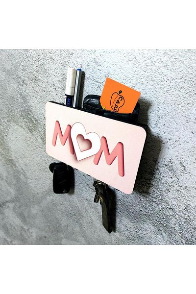 CajuArt Pink Mom Mother Written Compartmented Wall Hanger Decor