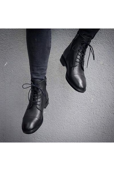Martinetto Genuine Leather Black Men's Casual Boots