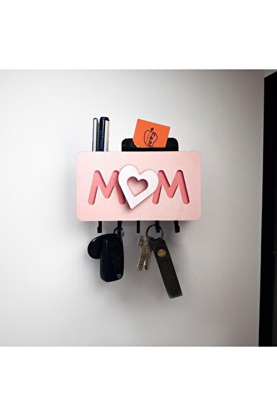 CajuArt Pink Mom Mother Written Compartmented Wall Hanger Decor