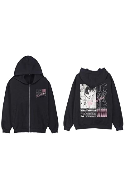 DENİKK Λος Άντζελες εμπριμέ Unisex φούτερ με μαύρη κουκούλα