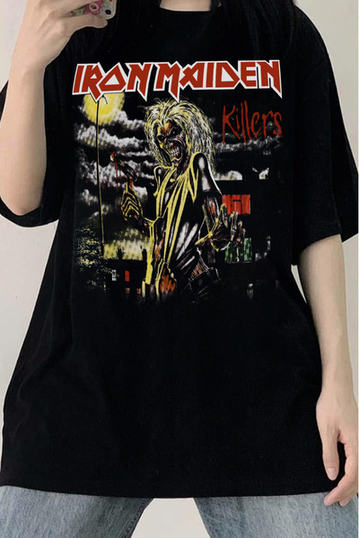 Freak Tshirt Black Color Iron Maiden Printed Unisex Oversize Metal T-shirt