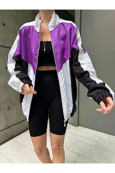 Gofeel Y2k Purple Baggy Oversize Αλεξίπτωτο Υφασμάτινο Unisex Μπουφάν