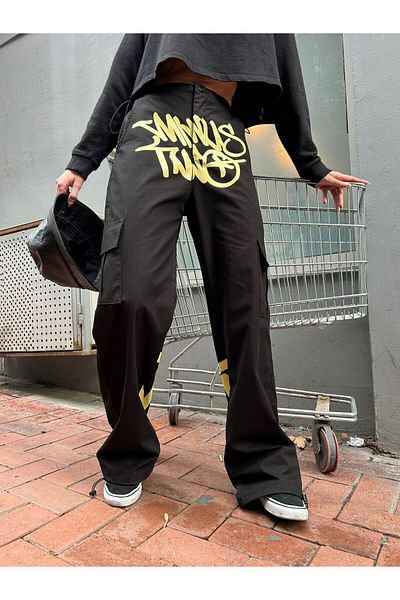 Gofeel Y2k Minus Two Detail Wide Leg Baggy Jeans με τσέπες Cargo