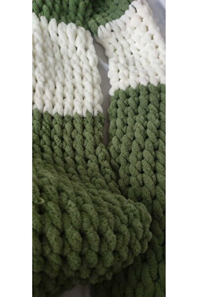 BODUR EMBROIDERY scArf Puffy Turtle Green 100% HAnd knitted - 200 * 22 Cm, Li...